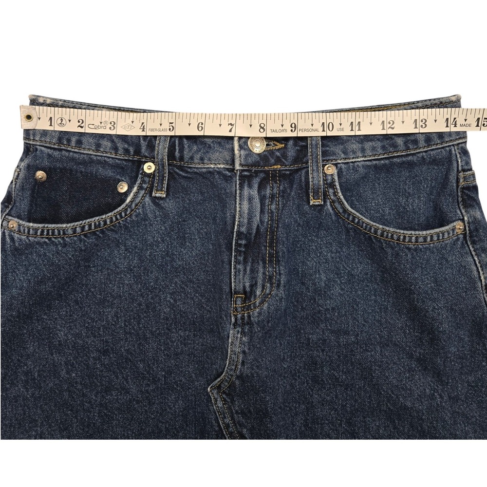 Forever 21 Dark Wash Denim Mini Skirt Raw Hem Blue 100% Cotton Womens Size Med - Picture 5 of 6